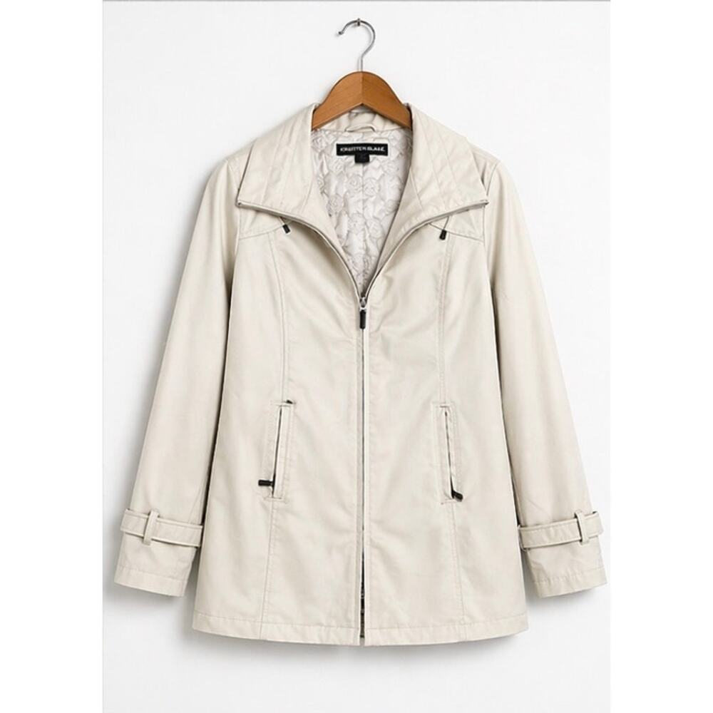 Kristen Blake Ivory Lightweight Zip Jacket Coat Size Large